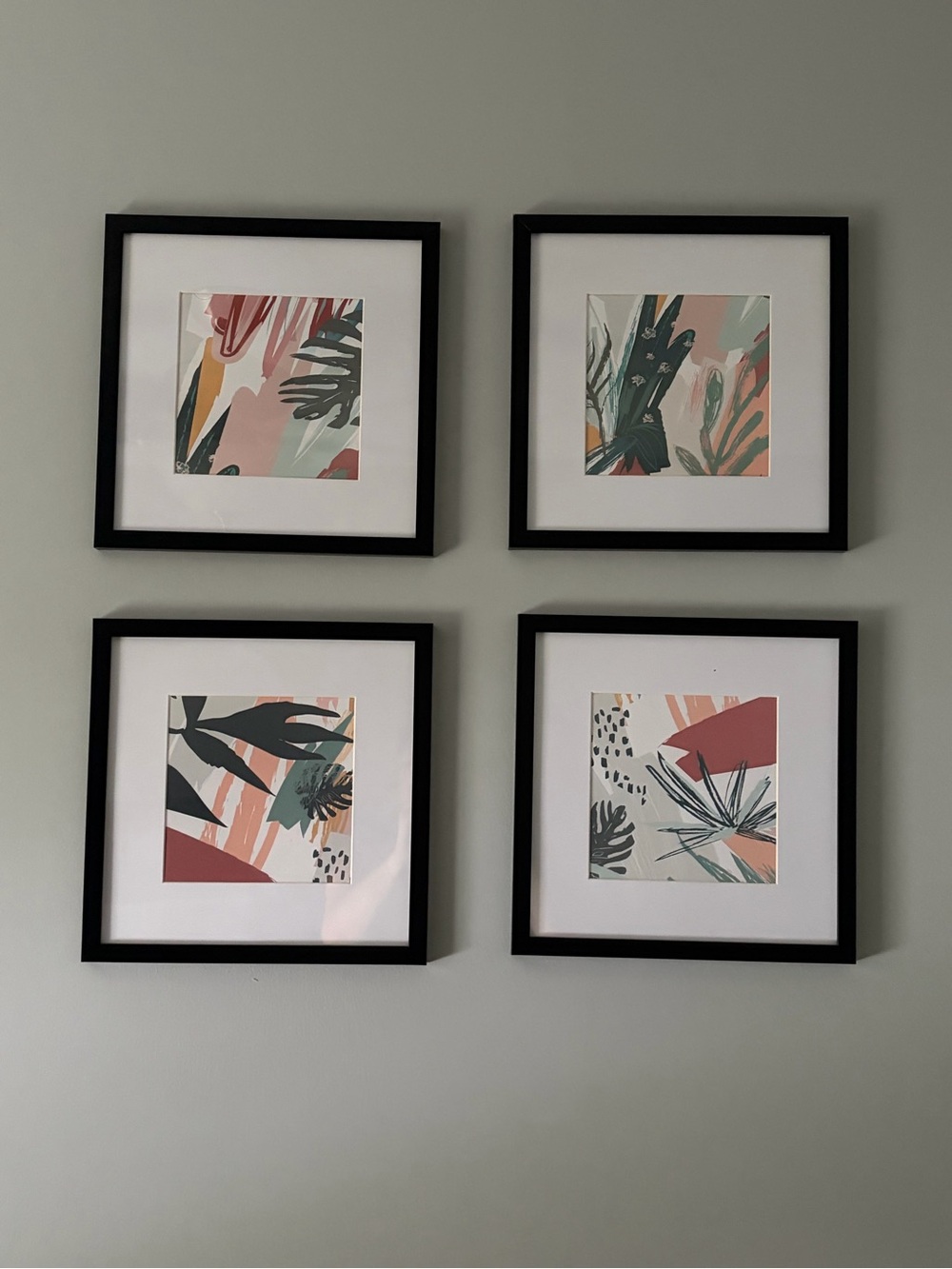 Set of 4 Framed Abstract Botanical Wall Art Prints